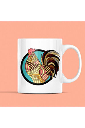 Modern Horoz Desenli Kupa