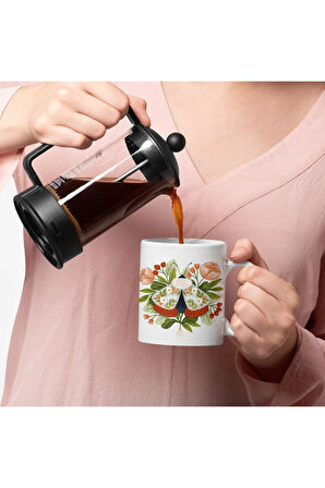 Kelebek Motifli Romantik Kahve Kupası