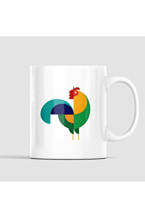 Horoz Desenli Modern ve Minimalist Kahve Kupası