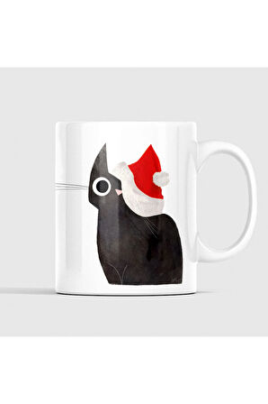 Yılbaşı Temalı Kedili Kahve Kupası