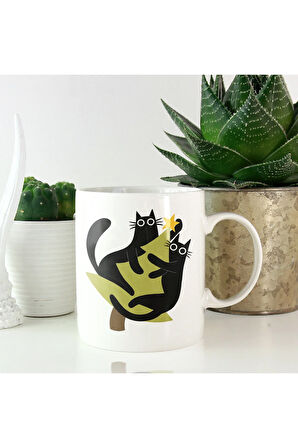 Yılbaşı Ağacı, Siyah Kedili, Hediyelik Kahve Kupası