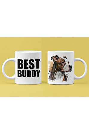 Pitbull Köpekli Kupa (Çift Taraflı Baskı) Canlı Renkler Yüksek Kalite Kupa Baskı