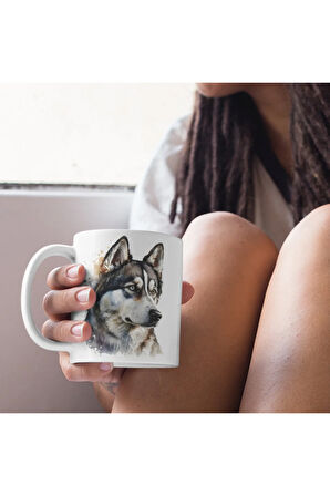 (İSİM YAZDIR) Husky, Sibirya Kurdu Kahve Kupası