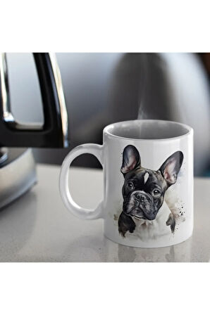 (İSİM YAZDIR) French Bulldog Kahve Kupası, Köpekli Kupa, French Bulldog