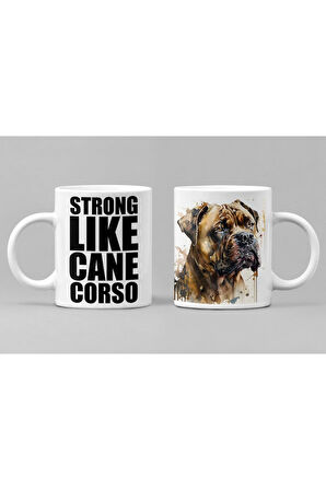 Cane Corso Köpekli Kupa (Çift Taraflı) Canlı Renkler Kaliteli Kupa Baskı
