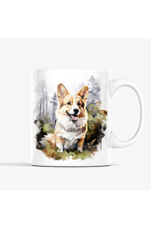 (İSİM YAZDIR) Corgi Köpekli Kahve Kupası, Corgi Köpek