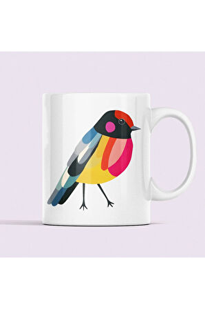 Kuşlu Kupa, Modern Renkli Kuşlu Kahve Kupası