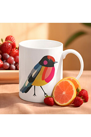 Kuşlu Kupa, Modern Renkli Kuşlu Kahve Kupası