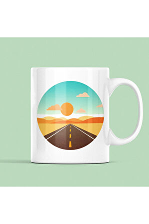 Modern Kupa, Manzara Desenli Modern Minimal Kupa Baskı