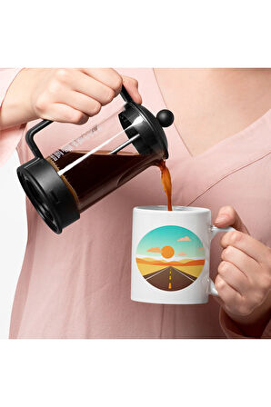 Modern Kupa, Manzara Desenli Modern Minimal Kupa Baskı