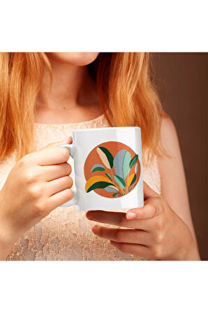 Bitki Desenli Modern Kupa