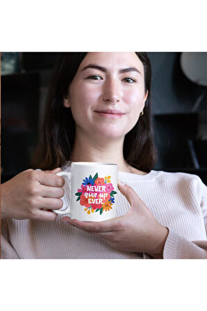 Motivasyon Kupa, Asla Vazgeçme, Yazılı Kupa, Kaliteli ve Canlı Renkli Kupa Baskı