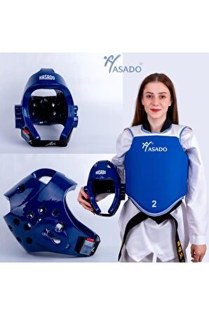Safeguard-Selfguard Taekwondo Vücut Göğüs Koruyucu Çift Yönlü + Açık Mantar Kask