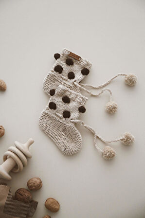 Ponponlu Örgü Patik Bebek 0-12 Ay