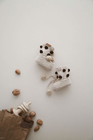 Ponponlu Örgü Patik Bebek 0-12 Ay