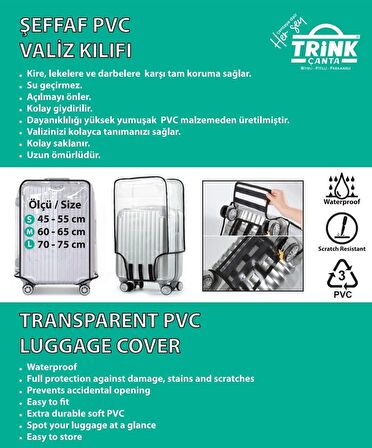 Trink Çanta Valiz Kılıfı Şeffaf Su Geçirmez Kir Tutmaz Kolay Temizlenebilir