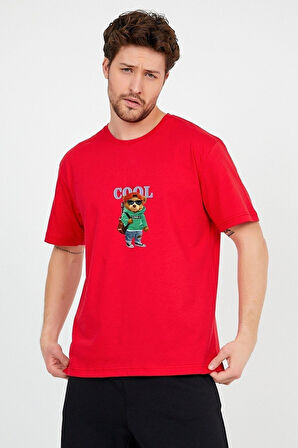 Oversize Panda Baskılı Beyaz Tshirt