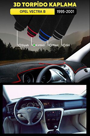 Opel Vectra B (1995-2001) 3d Torpido Koruma Kılıfı - Ön Göğüs Kaplama - Kırmızı Şerit