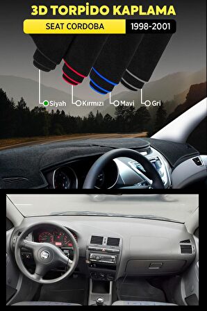 Seat Cordoba (1998-2001) 3d Torpido Koruma Kılıfı - Ön Göğüs Kaplama - Siyah Şerit