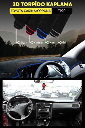 Toyota Carina / Corona T190 3d Torpido Koruma Kılıfı - Ön Göğüs Kaplama - Mavi Şerit