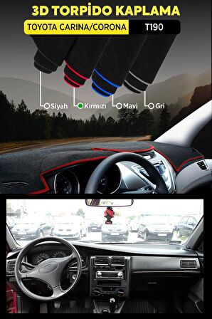 Toyota Carina / Corona T190 3d Torpido Koruma Kılıfı - Ön Göğüs Kaplama - Kırmızı Şerit