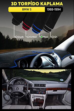 Bmw 5 (1988-1994) 3d Torpido Koruma Kılıfı - Ön Göğüs Kaplama - Mavi Şerit