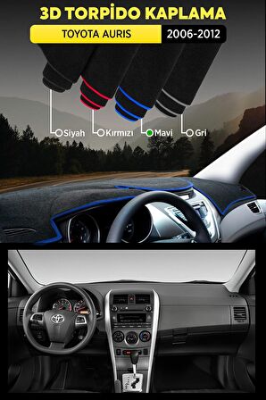 Toyota Aurıs (2006-2012) 3d Torpido Koruma Kılıfı - Ön Göğüs Kaplama - Mavi Şerit