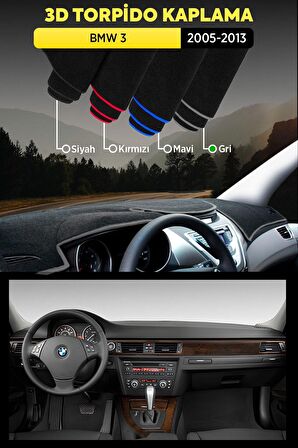 Bmw 3 (2005-2013) 3d Torpido Koruma Kılıfı - Ön Göğüs Kaplama - Gri Şerit