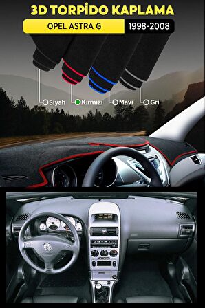 Opel Astra G (1998-2008) 3d Torpido Koruma Kılıfı - Ön Göğüs Kaplama - Kırmızı Şerit