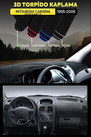 Mıtsubıshı Carısma Ekransız (1995-2005) 3d Torpido Koruma Kılıfı - Ön Göğüs Kaplama - Siyah Şerit
