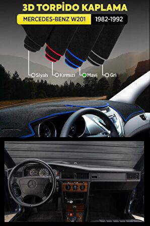 Mercedes - Benz W201 (1982-1992) 3d Torpido Koruma Kılıfı - Ön Göğüs Kaplama - Mavi Şerit