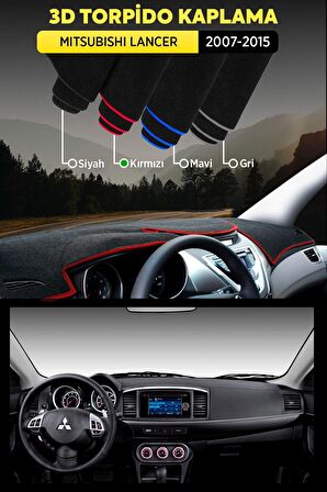 Mıtsubıshı Lancer (2007-2015) 3d Torpido Koruma Kılıfı - Ön Göğüs Kaplama - Kırmızı Şerit