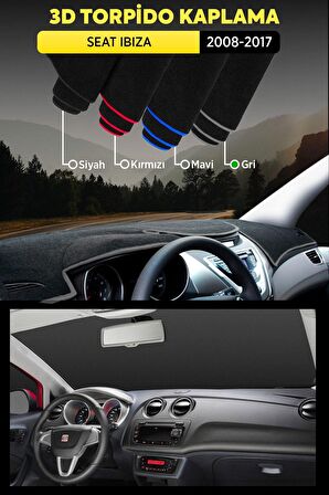Seat Ibıza (2008-2017) 3d Torpido Koruma Kılıfı - Ön Göğüs Kaplama - Gri Şerit