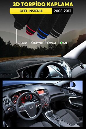 Opel Insıgnıa (2008-2013) 3d Torpido Koruma Kılıfı - Ön Göğüs Kaplama - Gri Şerit