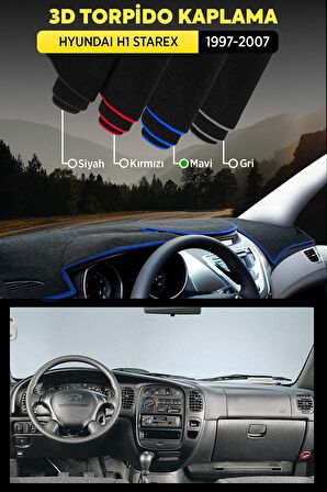 Hyundaı H1 Starex (1997-2007) 3d Torpido Koruma Kılıfı - Ön Göğüs Panel Kaplama - Mavi Şerit