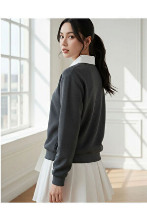 Polo Yaka Düğmeli Waffle Kumaştan Uzun Kol Tişört