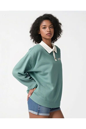 Polo Yaka Düğmeli Waffle Kumaştan Uzun Kol Tişört