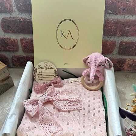 Yeni Doğan Kız Bebek Pembe 5 li Hediye Seti