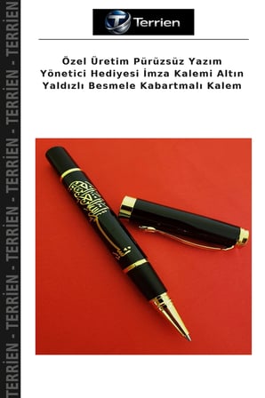 Özel Üretim Pürüzsüz Yazım Yönetici Hediyesi İmza Kalemi Altın Yaldızlı Besmele Kabartmalı Kalem