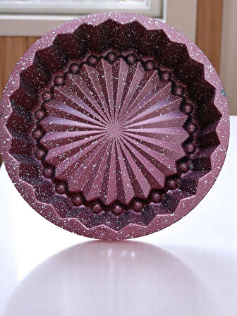 Alkar Döküm Turta Kalıbı Hanımeli Dilimli Yuvarlak Fuşya Renk 28 cm