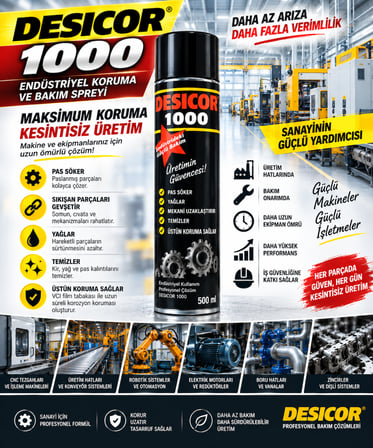 DESICOR VCI Sprey Pas Sökücü Korozyon Önleyici Yağlayıcı Temizleyici Metal Koruma Spreyi 12 Adet 6000 ml