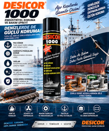 DESICOR VCI Sprey Pas Sökücü Korozyon Önleyici Yağlayıcı Temizleyici Metal Koruma Spreyi 12 Adet 6000 ml