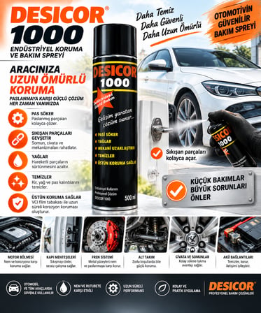 DESICOR VCI Sprey Pas Sökücü Korozyon Önleyici Yağlayıcı Temizleyici Metal Koruma Spreyi 12 Adet 6000 ml