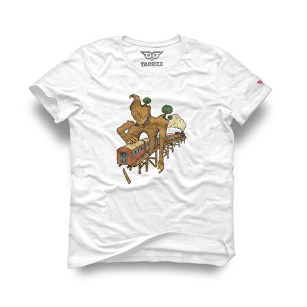 Tarrzz The Last Bridge Tasarım Tişört Sanatsal Baskılı Tişört %100 Pamuklu Beyaz  Bisiklet Yaka Kısa Kollu Tasarım Tshirt
