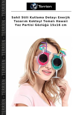 Sahil Stili Kutlama Detayı Enerjik Tasarım Kokteyl Temalı Hawaii Yaz Partisi Gözlüğü 15x16 cm