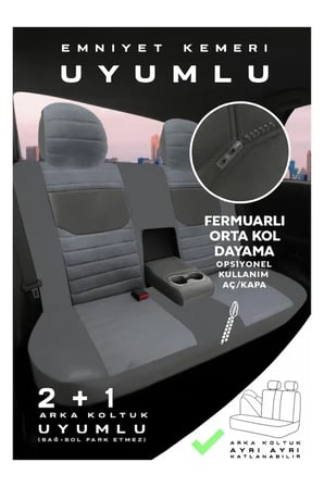 Fiat Tipo Hachback Hb 1990-2000 Uyumlu Tegin Natura Serisi Raşel Füme Gri Koltuk Kılıfı