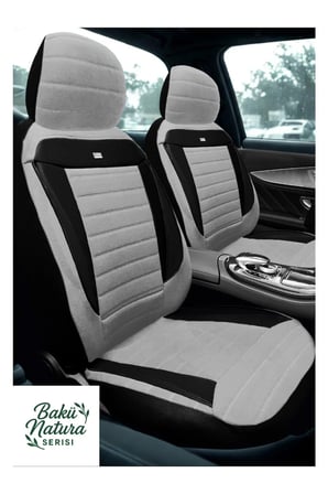 Volkswagen Jetta Conforline - Sedan 2012-2020 Uyu Tegin Natura Serisi Raşel Gri Siyah Koltuk Kılıfı