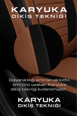 Skoda Octavia Sedan 2009-2013 Uyumlu Tegin Natura Serisi Raşel Taba Siyah Koltuk Kılıfı