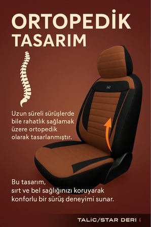 Bmw 3.2 Sedan 2015-2016 Uyumlu Tegin Natura Serisi Raşel Taba Siyah Koltuk Kılıfı