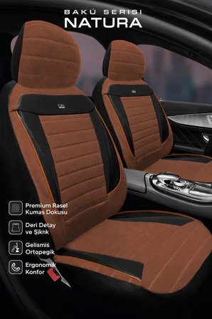 Hyundai İ-30 Hachback Hb 2008-2011 Uyumlu Tegin Natura Serisi Raşel Taba Siyah Koltuk Kılıfı